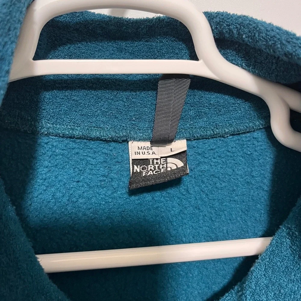 Vintage The North Face Fleece‎ Pullover 1/4 Zip Teal Blue Made in USA Size L